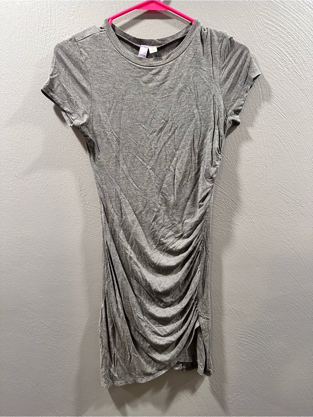 Alyx Heather Gray Ruched Short Sleeve Mini Dress